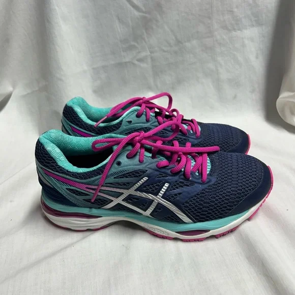 Asics Gel Cumulus 18 Women's Navy/Silver/Pink Running Shoes US 6.5 T6C8N A5 - Picture 1 of 9